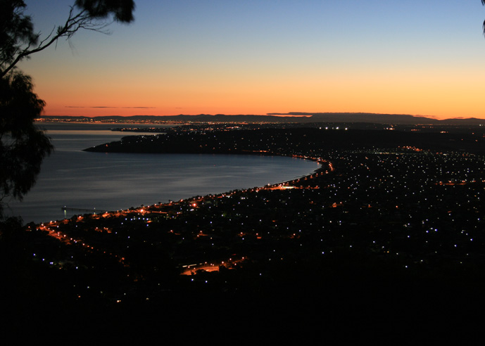 Dusk view from DreamViews over Dromana and bay
